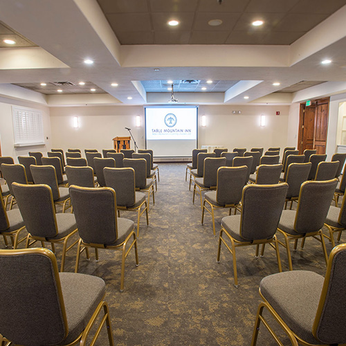 meeting space set up for conference